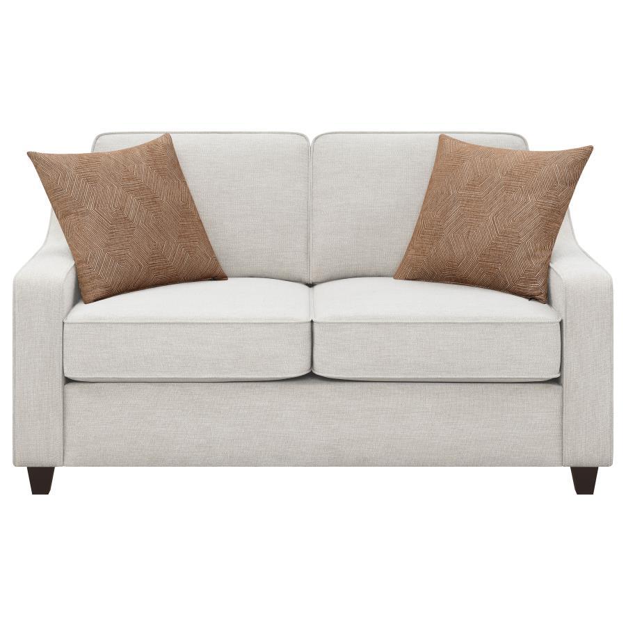Christine - Upholstered Sloped Arm Loveseat - Beige Stationary Loveseat modern furniture Contempo Furniture