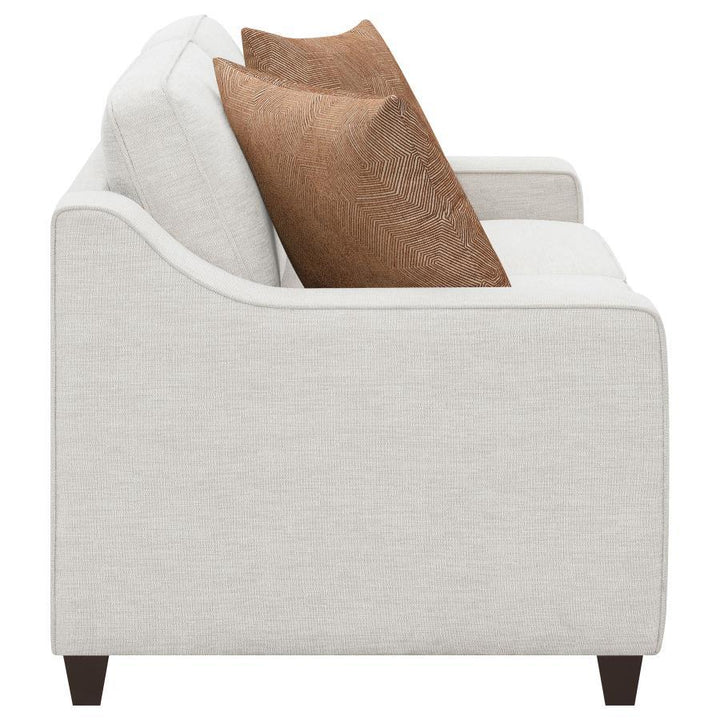 Christine - Upholstered Sloped Arm Loveseat - Beige Stationary Loveseat modern furniture Contempo Furniture