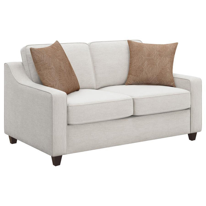 Christine - Upholstered Sloped Arm Loveseat - Beige Stationary Loveseat modern furniture Contempo Furniture