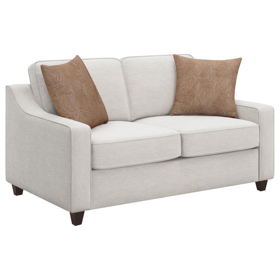 Christine - Upholstered Sloped Arm Loveseat - Beige Stationary Loveseat modern furniture Contempo Furniture
