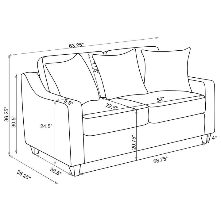 Christine - Upholstered Sloped Arm Loveseat - Beige Stationary Loveseat modern furniture Contempo Furniture