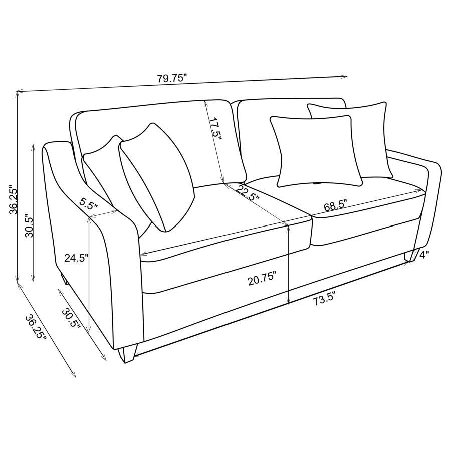 Christine - Upholstered Sloped Arm Sofa - Beige Stationary Sofa modern furniture Contempo Furniture