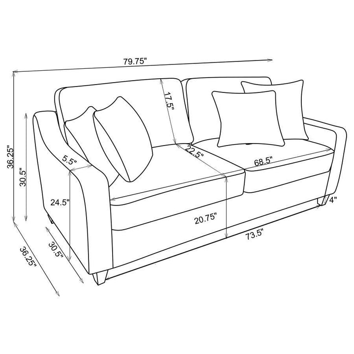 Christine - Upholstered Sloped Arm Sofa - Beige Stationary Sofa modern furniture Contempo Furniture