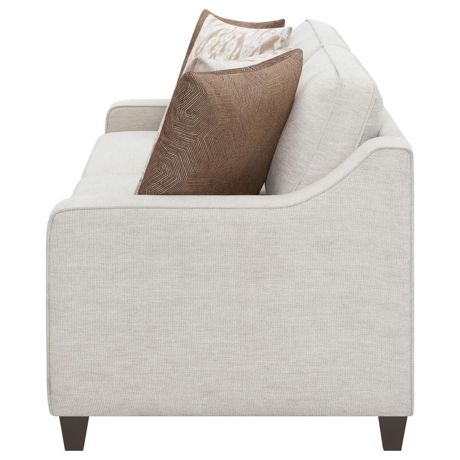 Christine - Upholstered Sloped Arm Sofa - Beige Stationary Sofa modern furniture Contempo Furniture