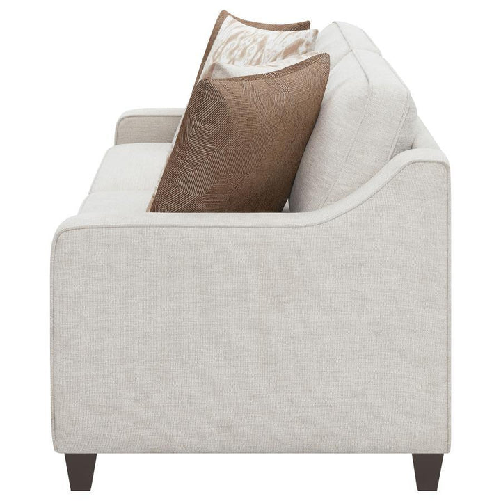 Christine - Upholstered Sloped Arm Sofa - Beige Stationary Sofa modern furniture Contempo Furniture