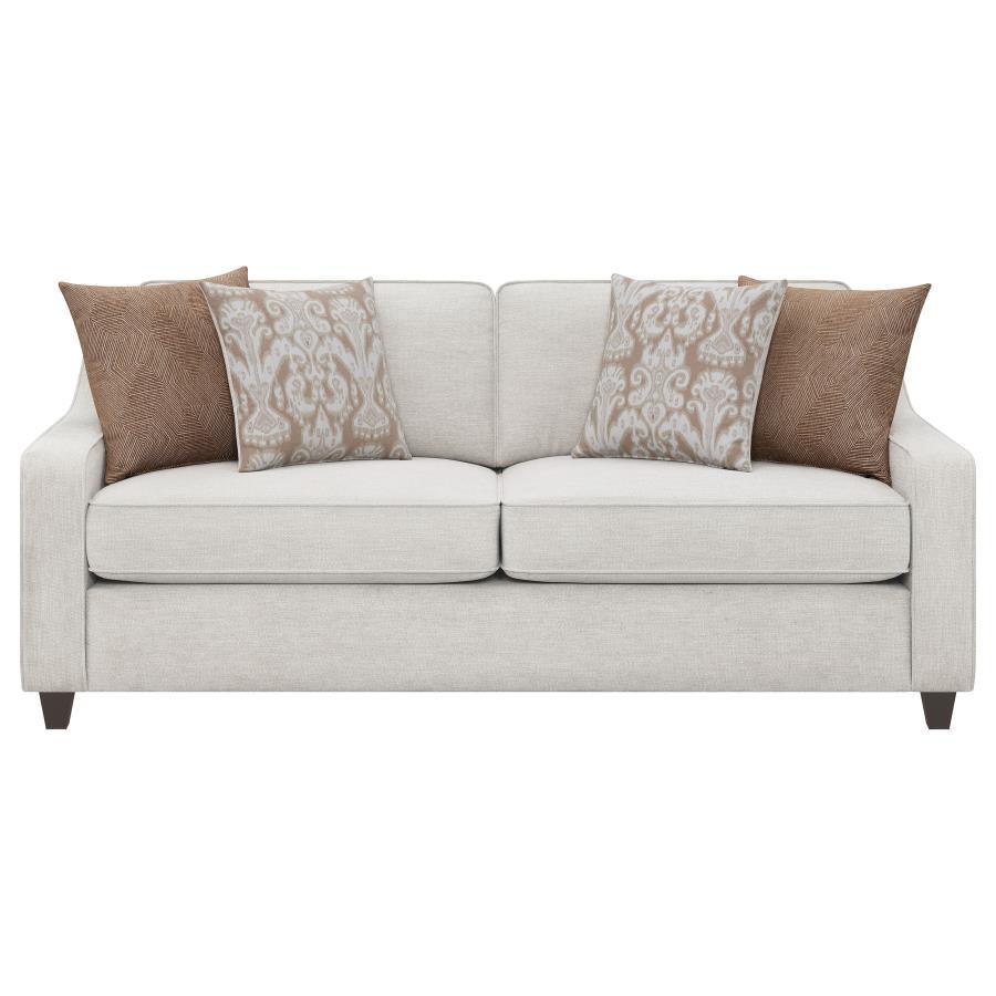 Christine - Upholstered Sloped Arm Sofa - Beige Stationary Sofa modern furniture Contempo Furniture