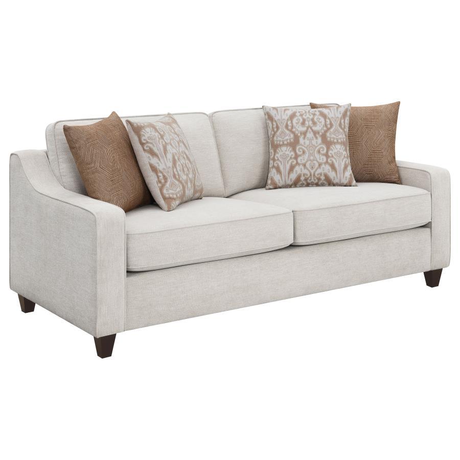 Christine - Upholstered Sloped Arm Sofa - Beige Stationary Sofa modern furniture Contempo Furniture