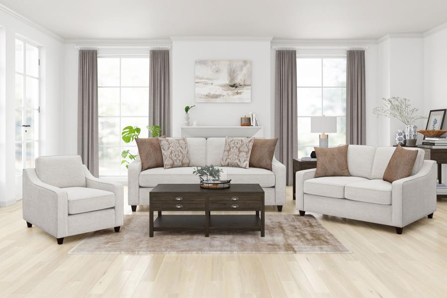 Christine - Upholstered Sloped Arm Sofa - Beige Stationary Sofa modern furniture Contempo Furniture