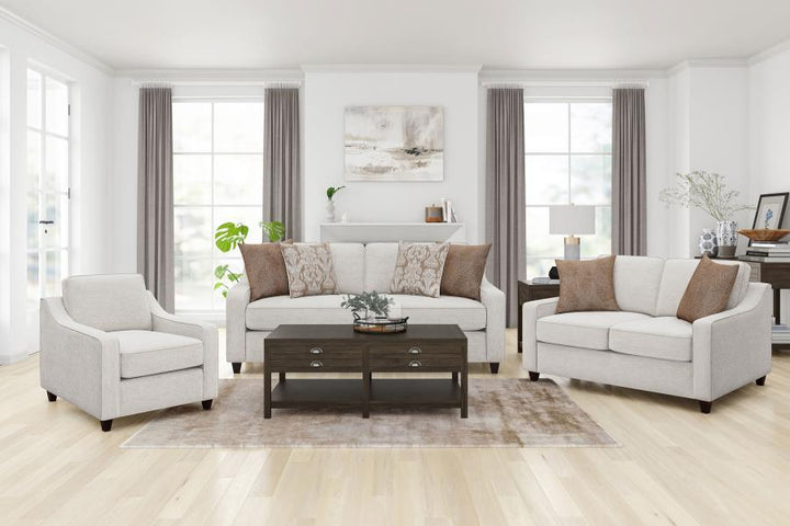 Christine - Upholstered Sloped Arm Sofa - Beige Stationary Sofa modern furniture Contempo Furniture