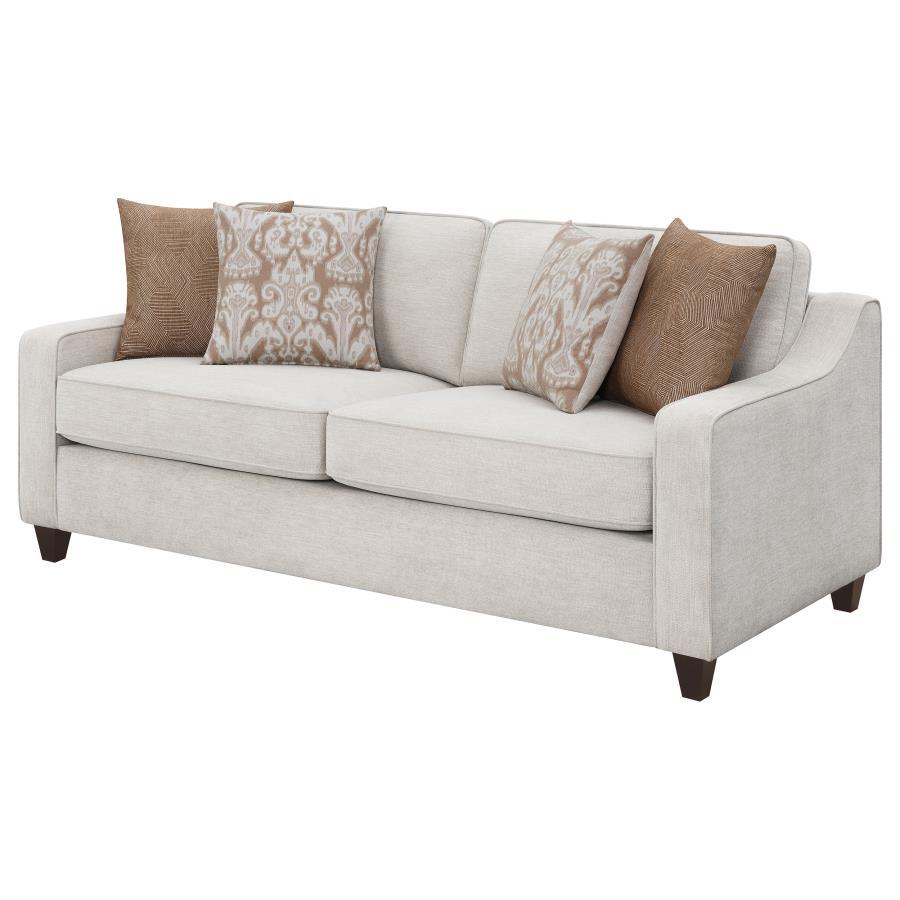 Christine - Upholstered Sloped Arm Sofa - Beige Stationary Sofa modern furniture Contempo Furniture