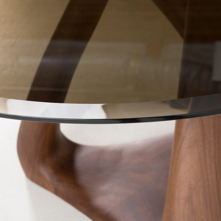 Christy - Mid-Century Modern Grey Glass + Walnut Oval Dining Table