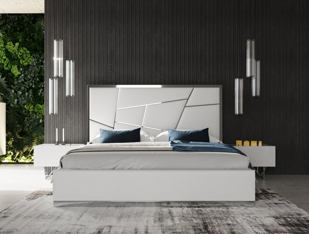 Chrysler Modern White Bonded Leather Bed - View 7