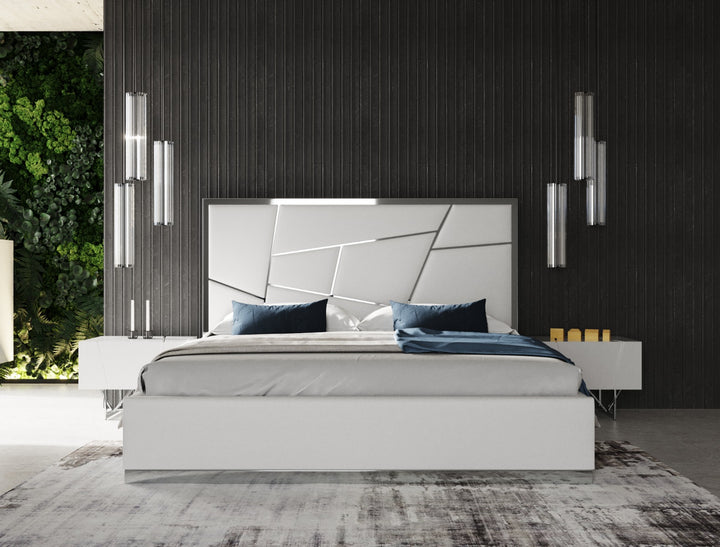 Chrysler Modern White Bonded Leather Bed - View 7