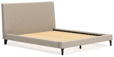 Cielden California King Upholstered Bed with Roll Slats - Gray Upholstered Bed modern furniture Contempo Furniture