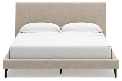Cielden California King Upholstered Bed with Roll Slats - Gray Upholstered Bed modern furniture Contempo Furniture