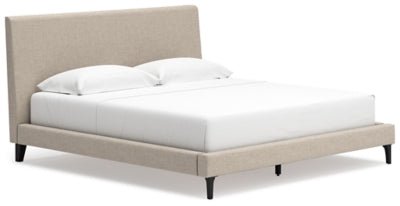 Cielden King Upholstered Bed with Roll Slats - Gray Upholstered Bed modern furniture Contempo Furniture