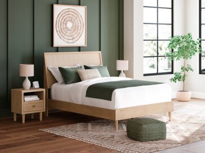 Cielden Queen Panel Bed - Beige Panel Bed modern furniture Contempo Furniture