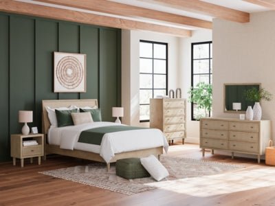 Cielden Queen Panel Bed - Beige Panel Bed modern furniture Contempo Furniture