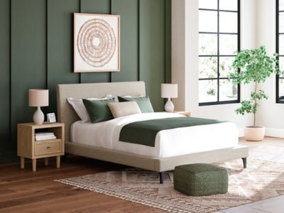 Cielden Queen Upholstered Bed with Roll Slats - Gray Upholstered Bed modern furniture Contempo Furniture