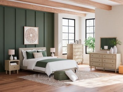 Cielden Queen Upholstered Bed with Roll Slats - Gray Upholstered Bed modern furniture Contempo Furniture