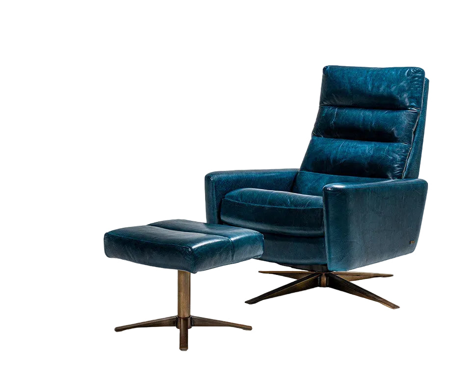 Circus Comfort Air Leather Recliner with Ottoman by American Leather