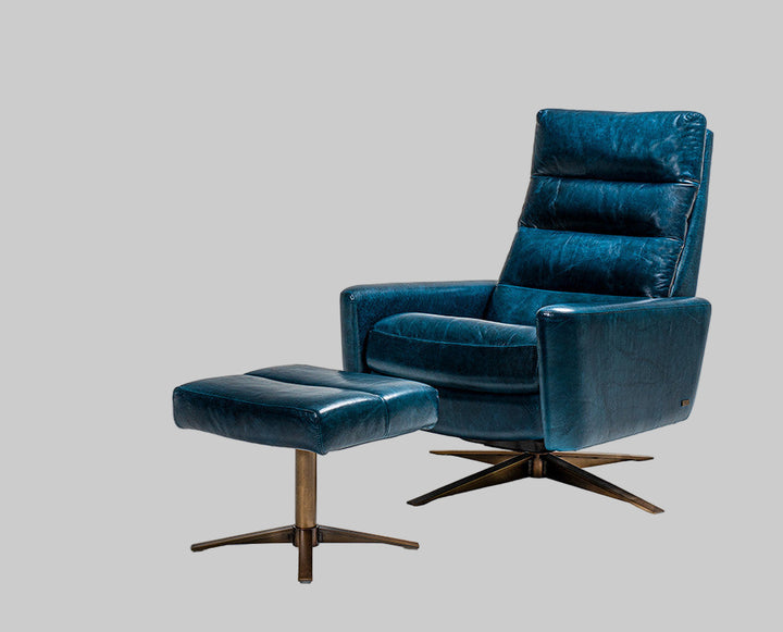 Circus Comfort Air Leather Recliner with Ottoman by American Leather