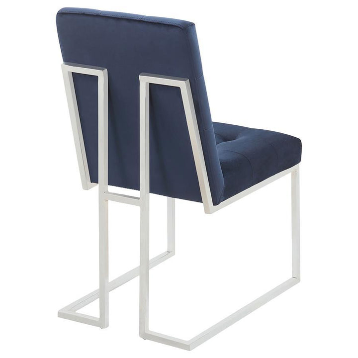 Cisco - Velvet Upholstered Dining Side Chair (Set of 2) - Chrome Chair Set modern furniture Contempo Furniture
