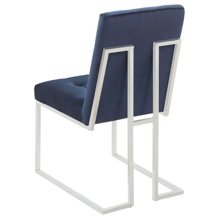 Cisco - Velvet Upholstered Dining Side Chair (Set of 2) - Chrome Chair Set modern furniture Contempo Furniture
