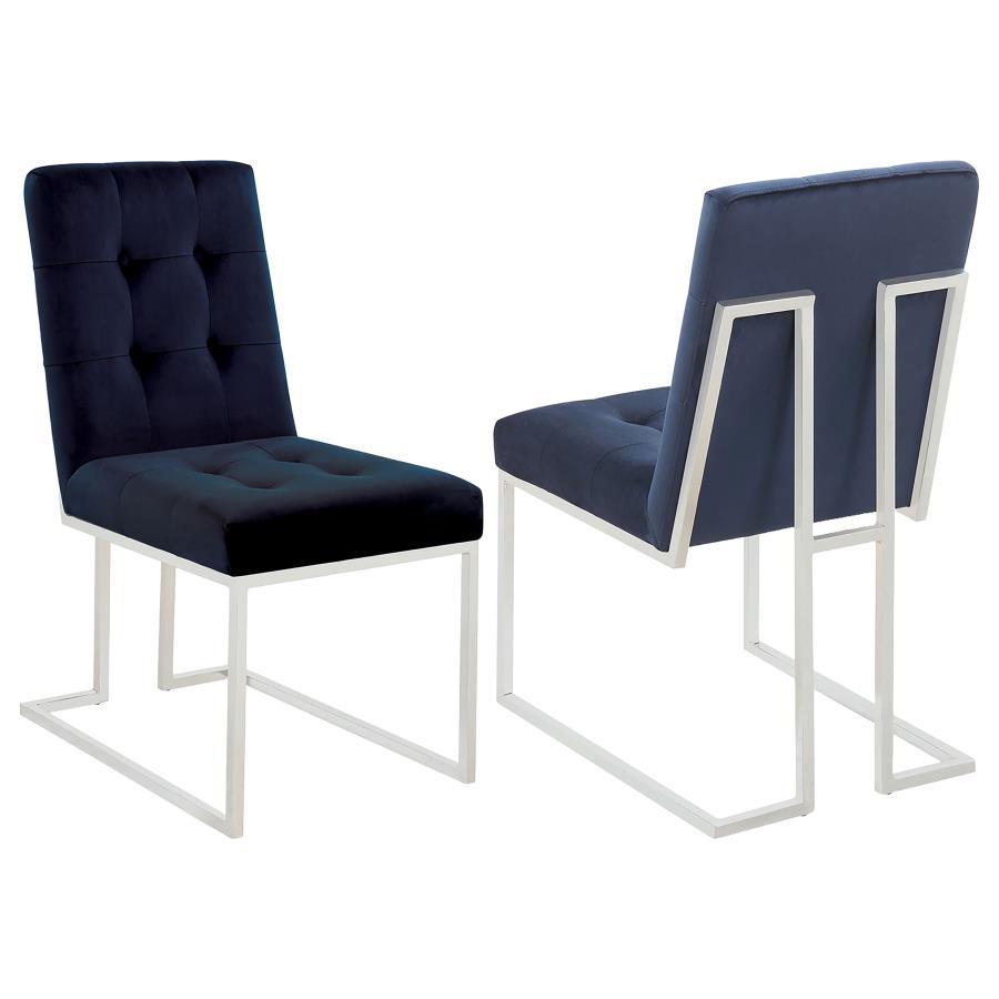 Cisco - Velvet Upholstered Dining Side Chair (Set of 2) - Chrome Chair Set modern furniture Contempo Furniture