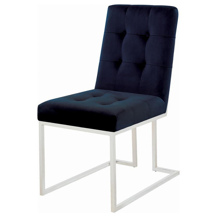 Cisco - Velvet Upholstered Dining Side Chair (Set of 2) - Chrome Chair Set modern furniture Contempo Furniture