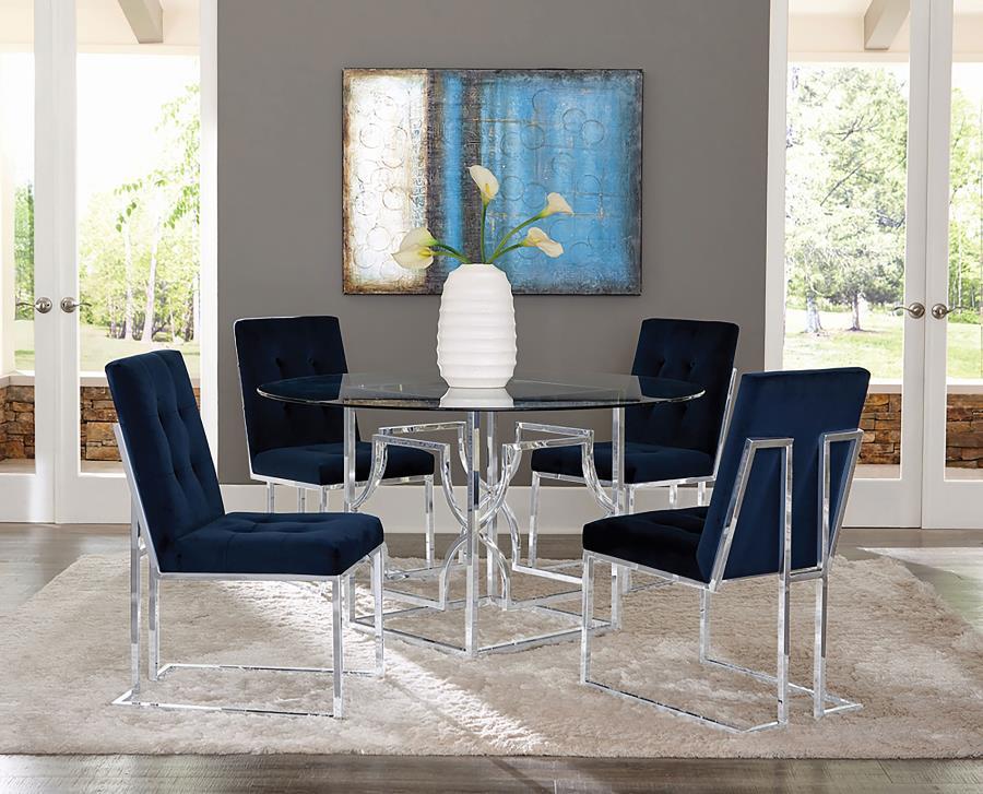 Cisco - Velvet Upholstered Dining Side Chair (Set of 2) - Chrome Chair Set modern furniture Contempo Furniture