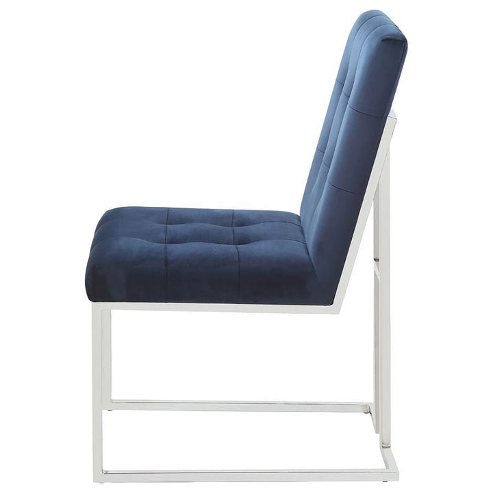 Cisco - Velvet Upholstered Dining Side Chair (Set of 2) - Chrome Chair Set modern furniture Contempo Furniture