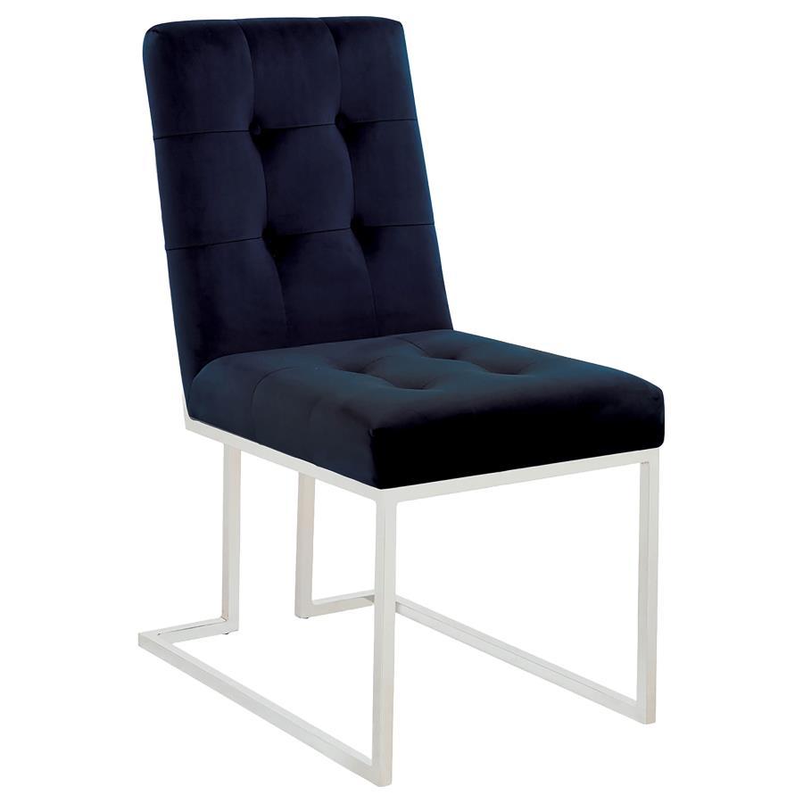 Cisco - Velvet Upholstered Dining Side Chair (Set of 2) - Chrome Chair Set modern furniture Contempo Furniture