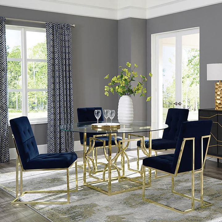 Cisco - Velvet Upholstered Dining Side Chair (Set of 2) - Gold Chair Set modern furniture Contempo Furniture