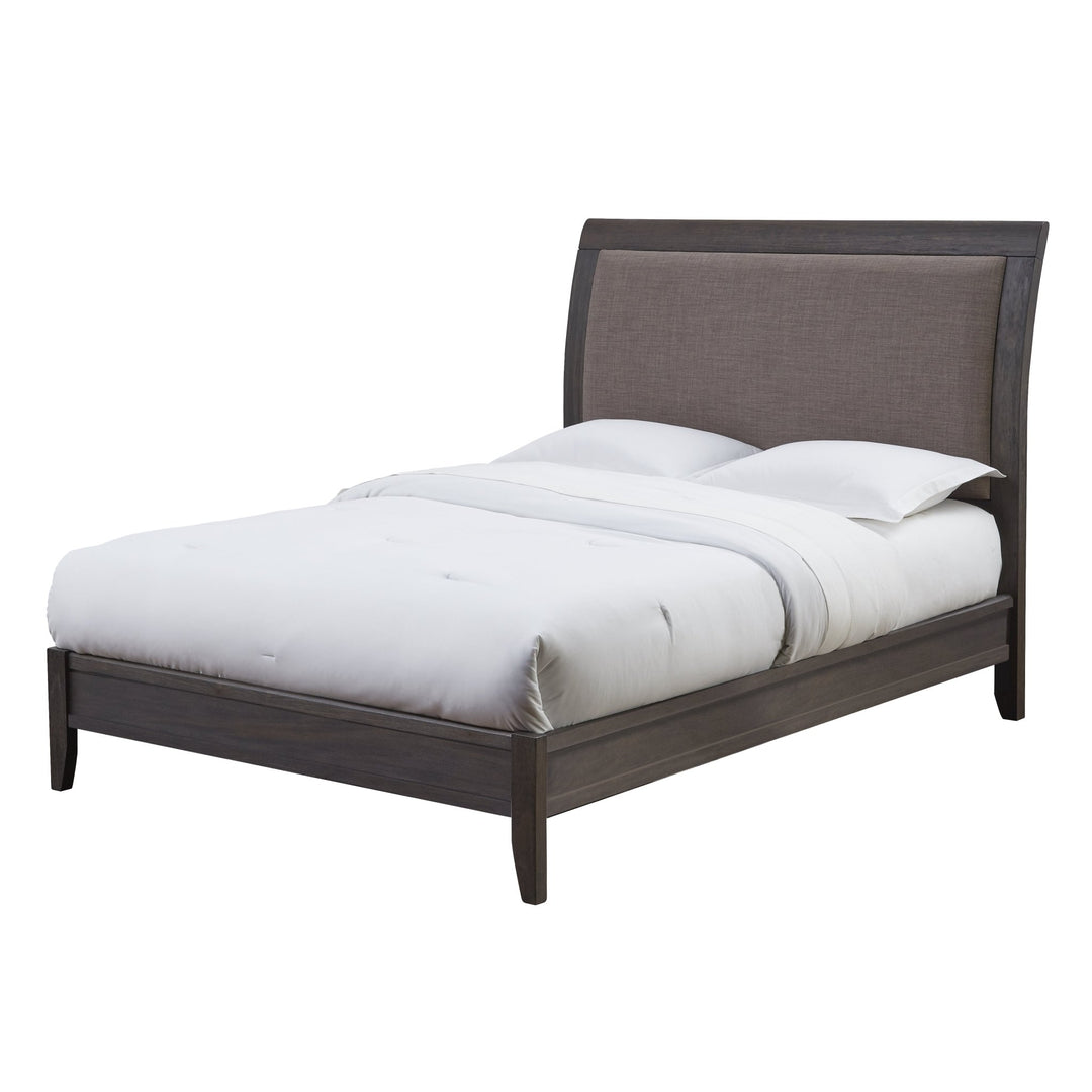 City II Upholstered Sleigh Bed in Basalt Gray Bed modern furniture Contempo Furniture