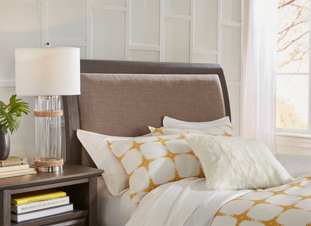 City II Upholstered Sleigh Bed in Basalt Gray Bed modern furniture Contempo Furniture