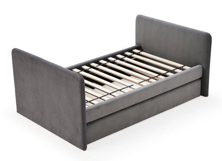 Modus Furniture Prrzj3 Elora Upholstered Daybed With Trundle In Charcoal Velvet