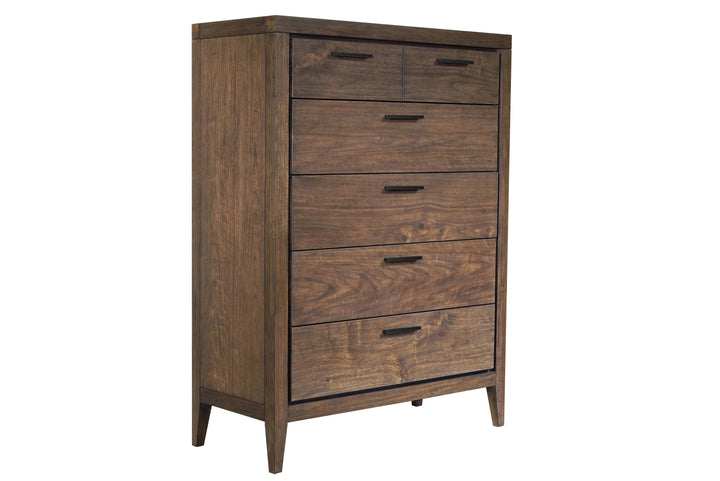 Modus Furniture Lwy684A Boracay Five Drawer Walnut Chest In Wild Oats Brown 2024