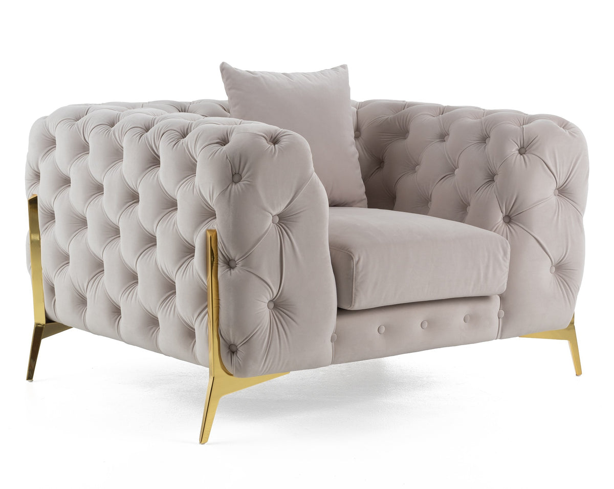 Clarice - Transitional Light Beige Velvet Chair
