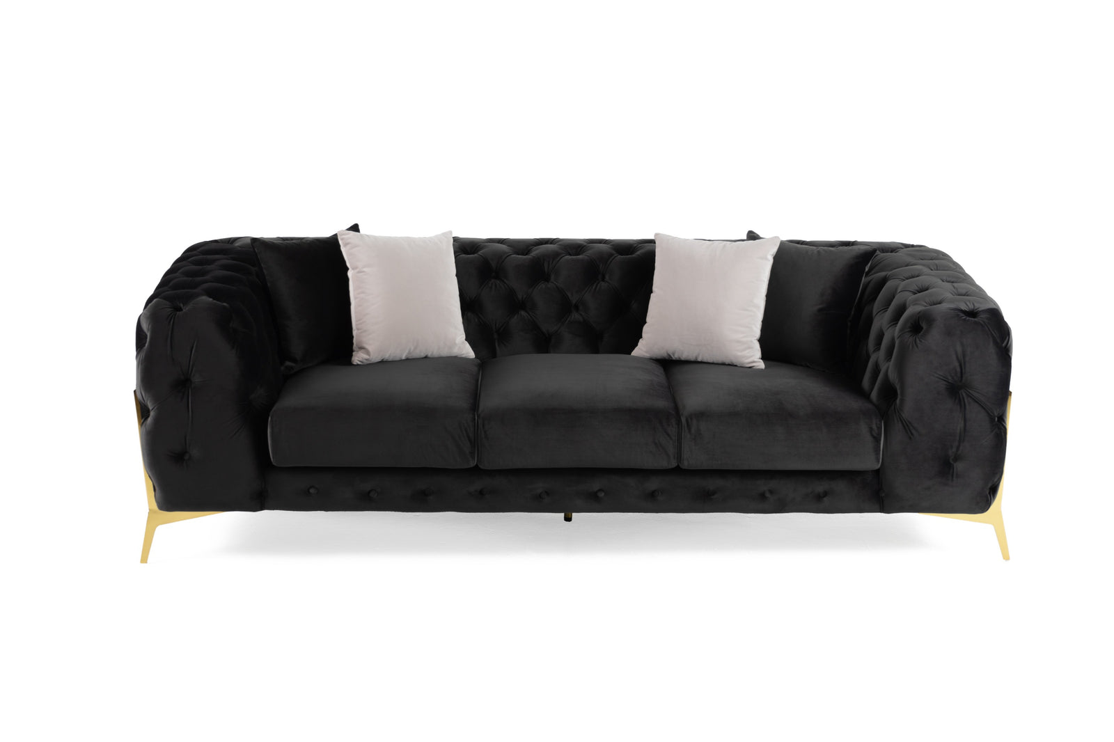 Clarice - Transitional Black Velvet Sofa
