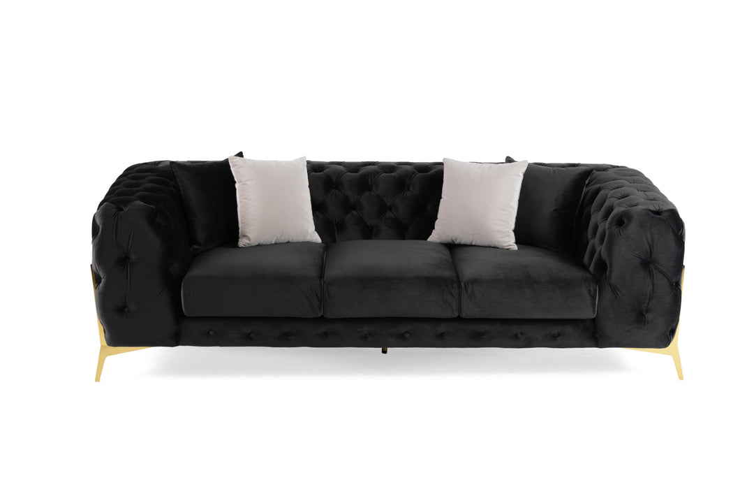 Clarice - Transitional Black Velvet Sofa