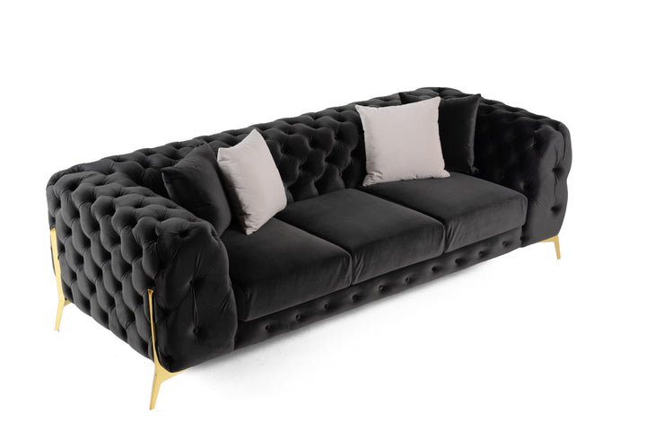 Clarice - Transitional Black Velvet Sofa
