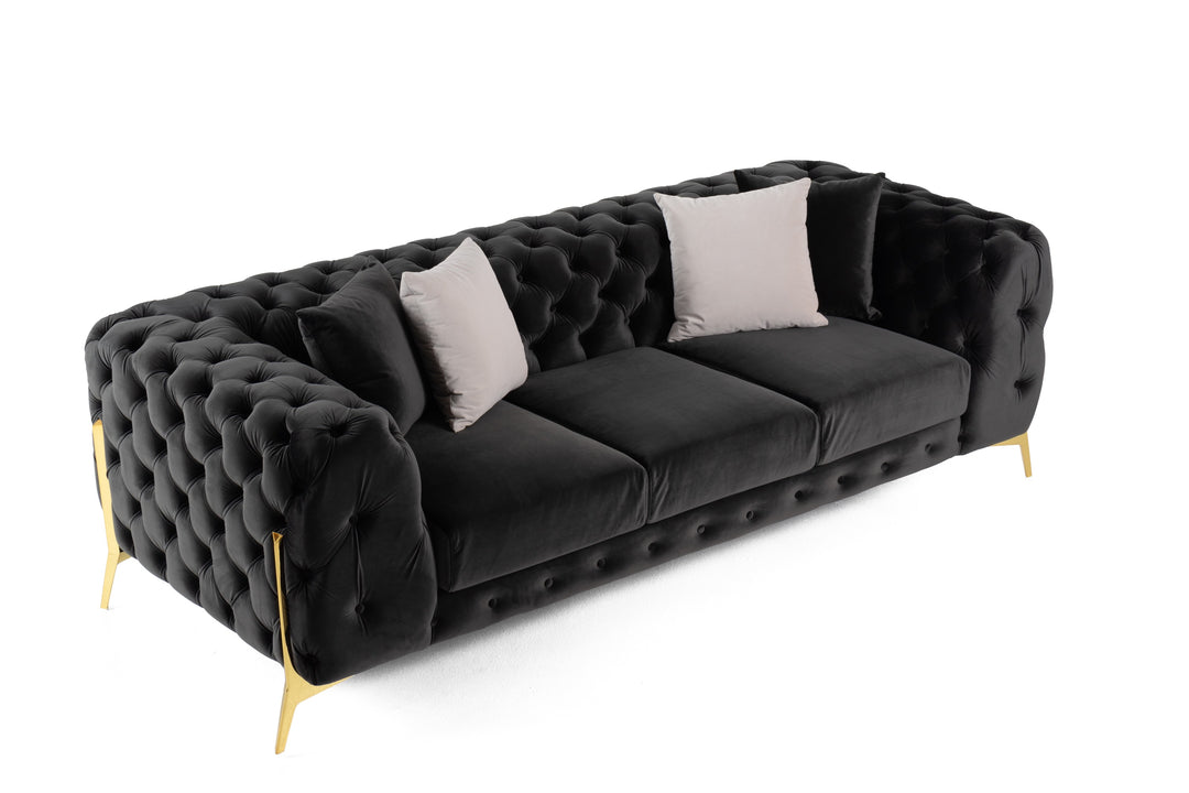 Clarice - Transitional Black Velvet Sofa
