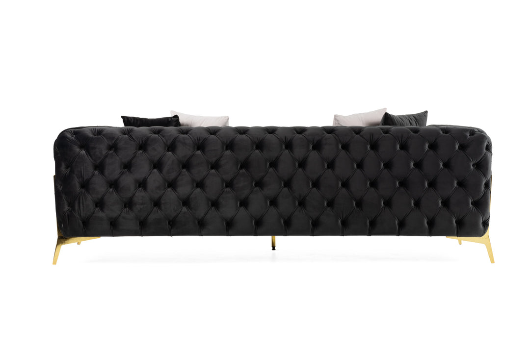 Clarice - Transitional Black Velvet Sofa