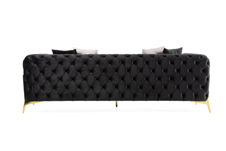 Clarice - Transitional Black Velvet Sofa