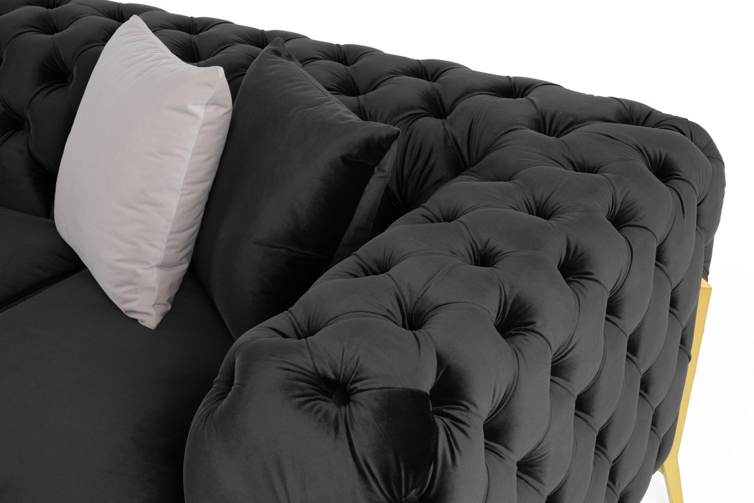 Clarice - Transitional Black Velvet Sofa
