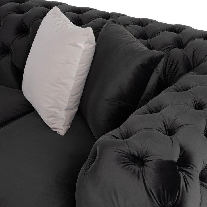 Clarice - Transitional Black Velvet Sofa