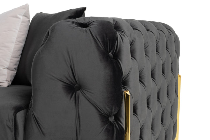 Clarice - Transitional Black Velvet Sofa