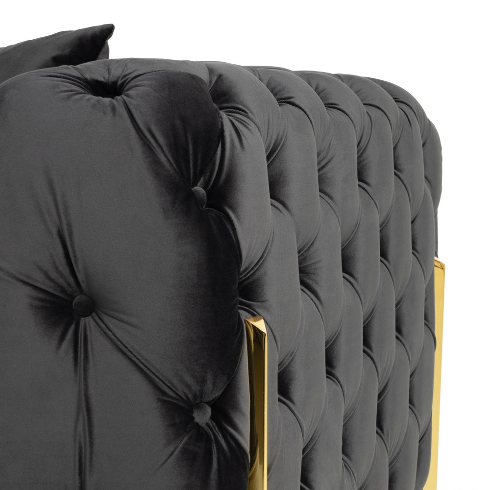 Clarice - Transitional Black Velvet Sofa - View 7