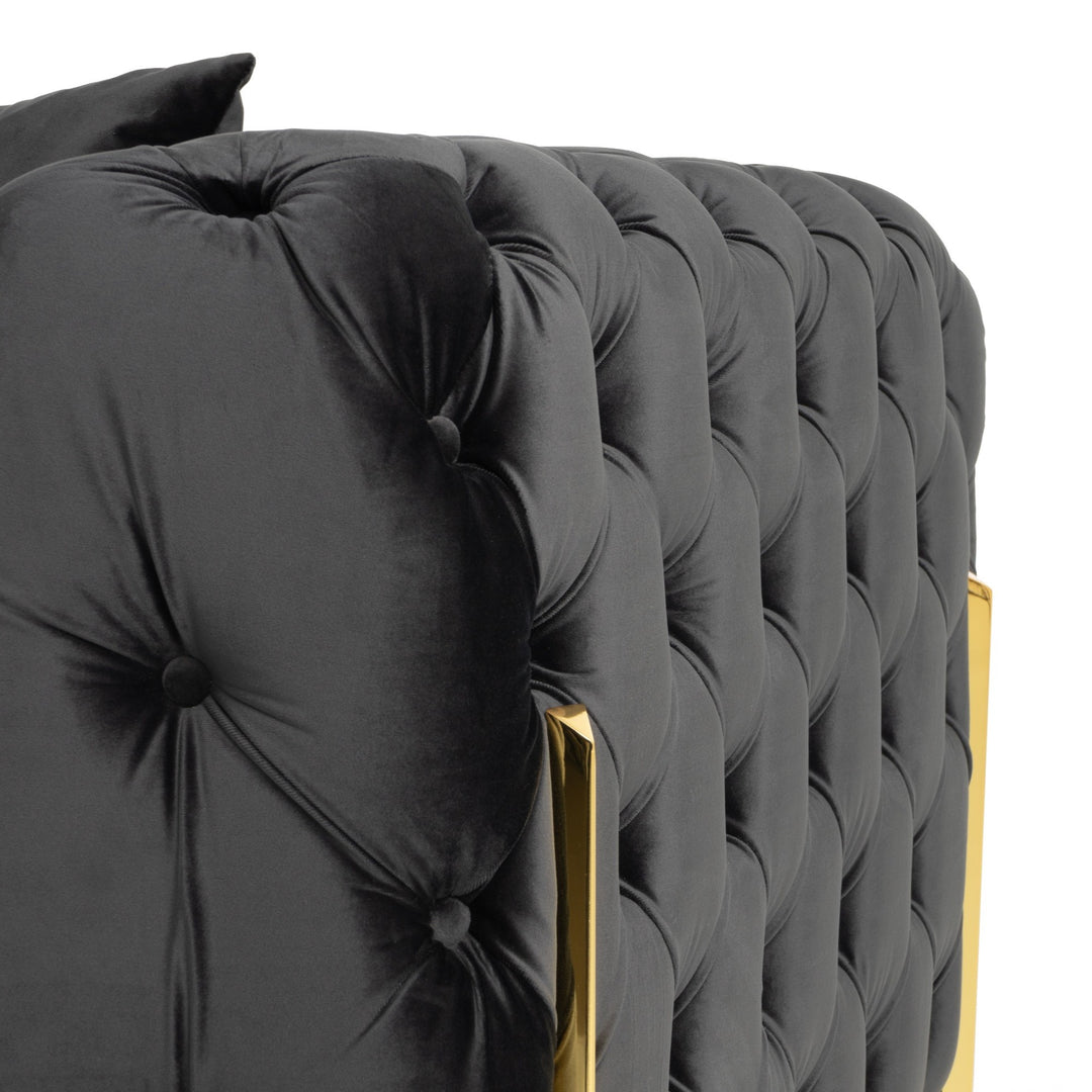 Clarice - Transitional Black Velvet Sofa